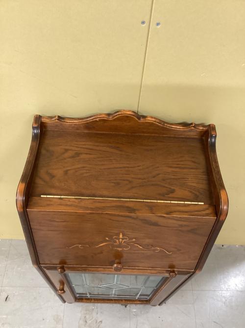 三越家具 (ミツコシカグ) ライティングビューロー ブラウン 幅45/高98/奥25 鏡付 オーク材 Brugge