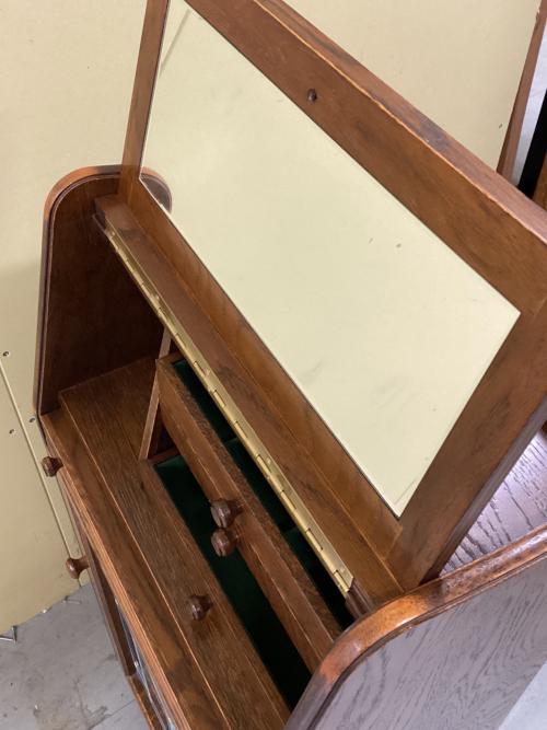 三越家具 (ミツコシカグ) ライティングビューロー ブラウン 幅45/高98/奥25 鏡付 オーク材 Brugge