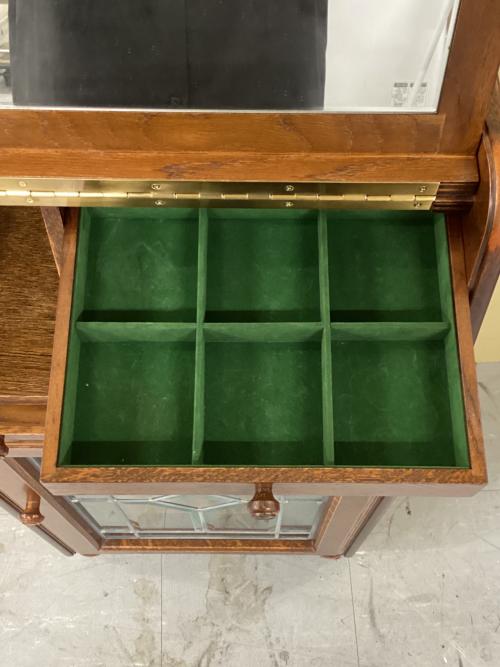 三越家具 (ミツコシカグ) ライティングビューロー ブラウン 幅45/高98/奥25 鏡付 オーク材 Brugge