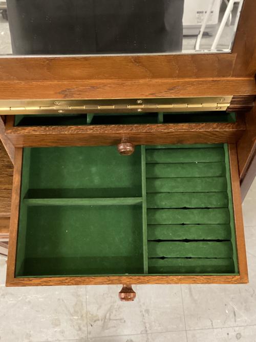 三越家具 (ミツコシカグ) ライティングビューロー ブラウン 幅45/高98/奥25 鏡付 オーク材 Brugge