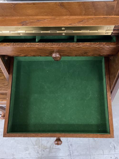 三越家具 (ミツコシカグ) ライティングビューロー ブラウン 幅45/高98/奥25 鏡付 オーク材 Brugge