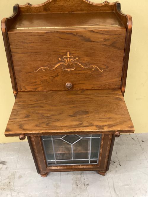 三越家具 (ミツコシカグ) ライティングビューロー ブラウン 幅45/高98/奥25 鏡付 オーク材 Brugge