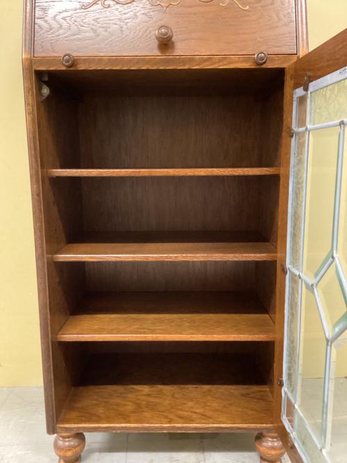 三越家具 (ミツコシカグ) ライティングビューロー ブラウン 幅45/高98/奥25 鏡付 オーク材 Brugge