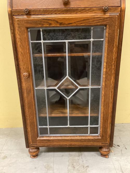 三越家具 (ミツコシカグ) ライティングビューロー ブラウン 幅45/高98/奥25 鏡付 オーク材 Brugge