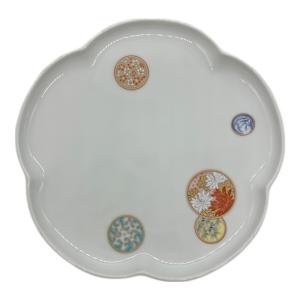深川製磁 (フカガワセイジ) 梅型八寸皿 ▲ 寿赤絵 花型中付