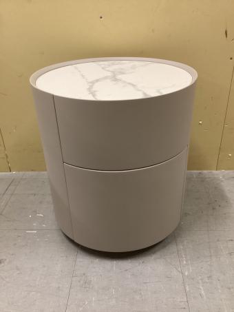 songdream (ソングドリーム) ナイトテーブル ライトグレー×ホワイト 182 大理石調 引出② FLORA