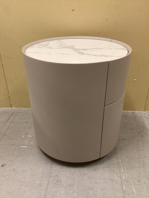 songdream (ソングドリーム) ナイトテーブル ライトグレー×ホワイト 182 大理石調 引出② FLORA