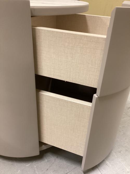 songdream (ソングドリーム) ナイトテーブル ライトグレー×ホワイト 182 大理石調 引出② FLORA