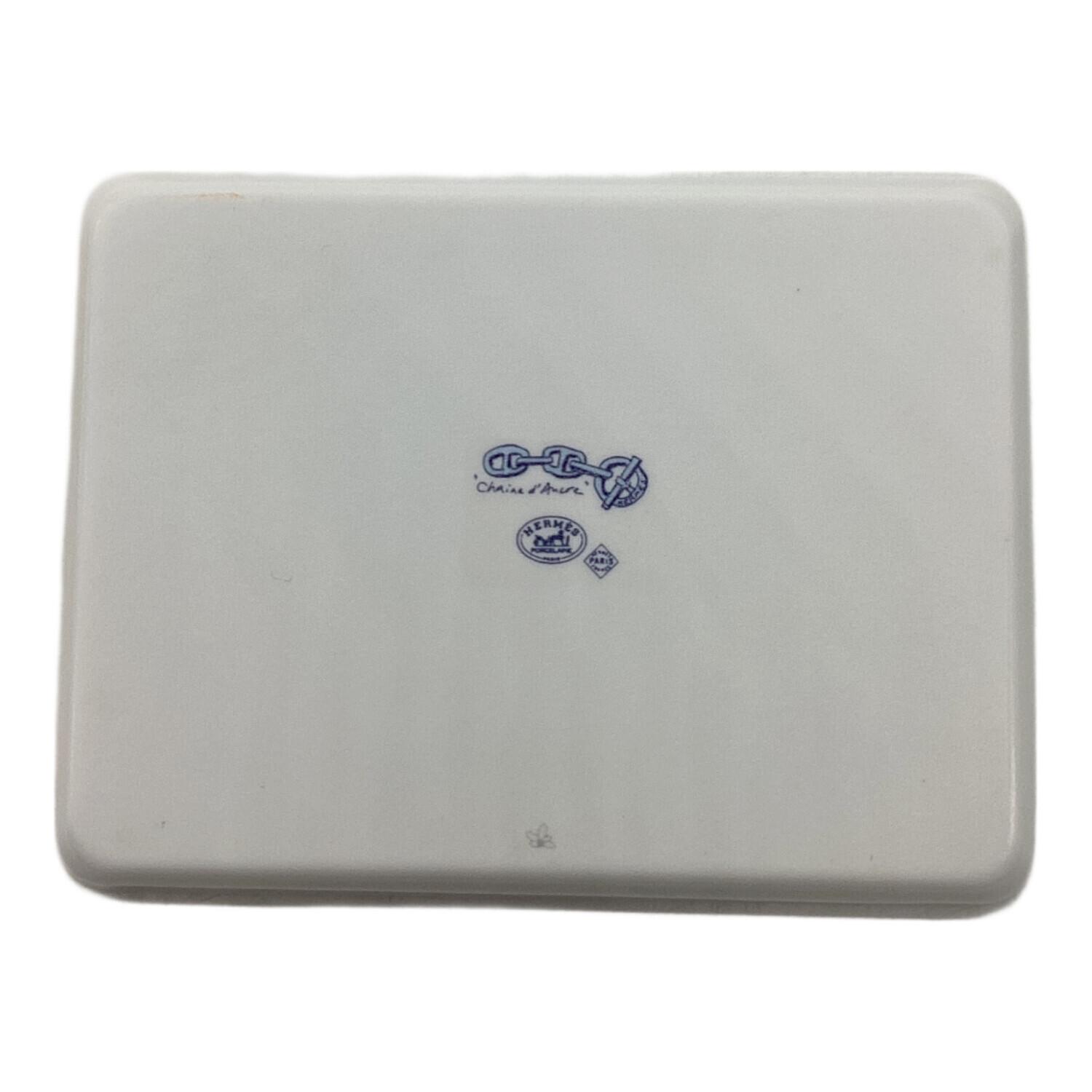 HERMES (エルメス) スクエアプレート ホワイト×ブルー 16CM