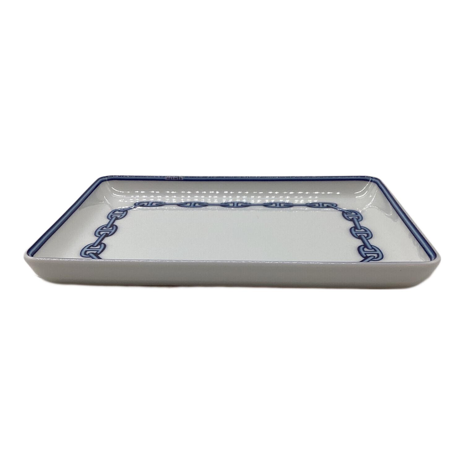 HERMES (エルメス) スクエアプレート ホワイト×ブルー 16CM