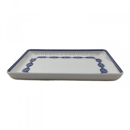 HERMES (エルメス) スクエアプレート ホワイト×ブルー 16CM