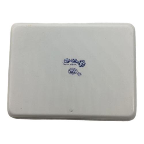 HERMES (エルメス) スクエアプレート ホワイト×ブルー 16CM シェーヌダンクル