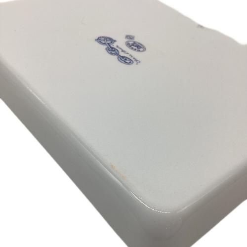 HERMES (エルメス) スクエアプレート ホワイト×ブルー 16CM シェーヌダンクル