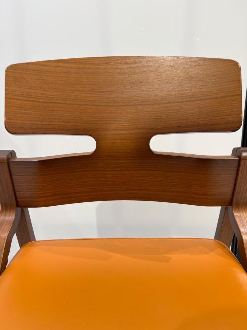 豊橋木工 デスクチェア 272 ブラウン×オレンジ UPRIGHT