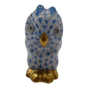 Herend (ヘレンド) フクロウ ブルー×ホワイト フィギュリン