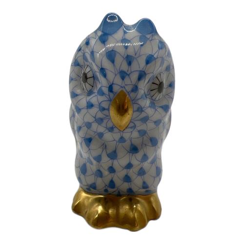 Herend (ヘレンド) フクロウ ブルー×ホワイト フィギュリン