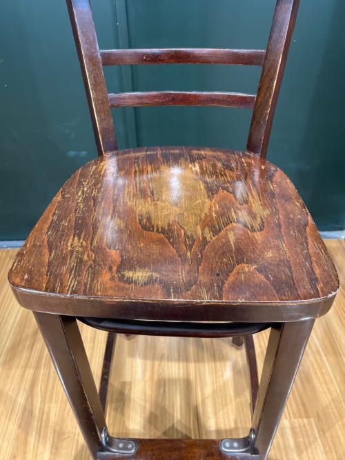 カウンターチェアー ウッドステンレス 北欧調 ブラウン