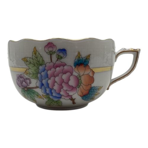 Herend (ヘレンド) カップ&ソーサー ホワイト×マルチカラー ヴィクトリアゴールド