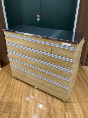 昇光家具 キッチンチェスト 300 幅:約120.5cm 高さ:約101cm  奥行:約43.5cm ナチュラル×シルバー