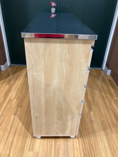 昇光家具 キッチンチェスト 300 幅:約120.5cm 高さ:約101cm  奥行:約43.5cm ナチュラル×シルバー