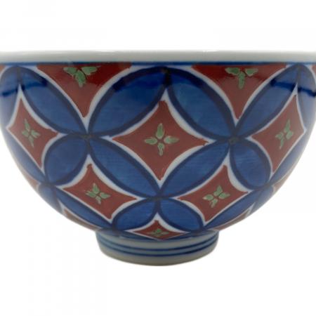 源右衛門窯(ゲンエモンガマ) 染錦七宝紋(赤) 飯碗｜トレファクONLINE