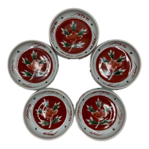 源右衛門窯(ゲンエモンガマ) 取皿揃え 赤絵牡丹見込 5Pセット