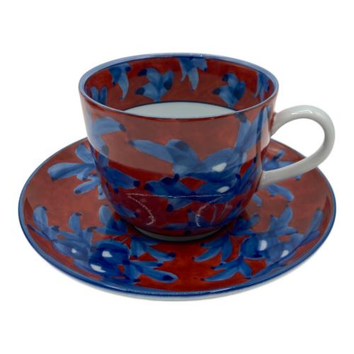 源右衛門窯 (ゲンエモンガマ) カップ&ソーサー　赤濃牡丹絵