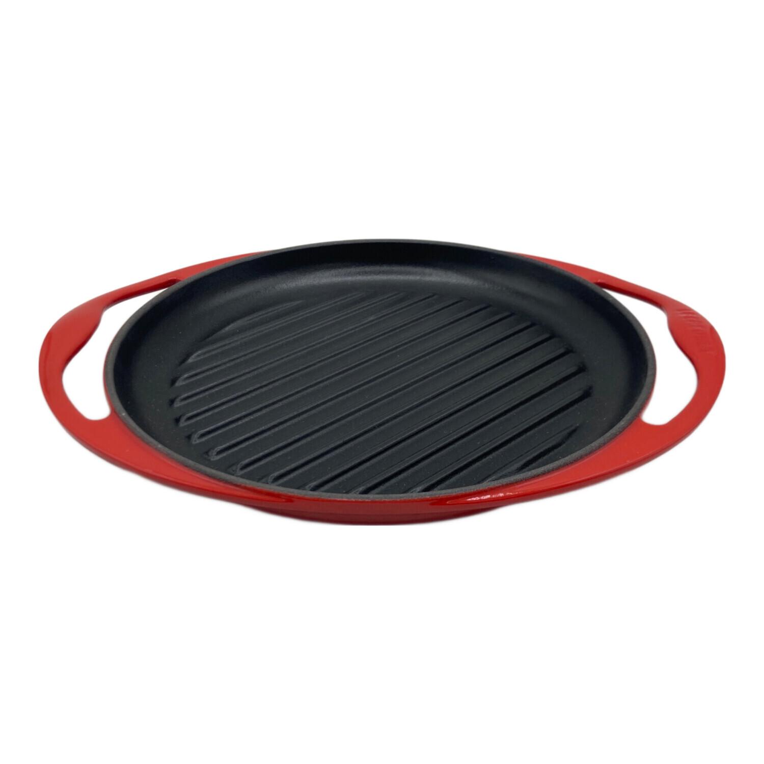 未使用 正規品 ル・クルーゼ ラウンド・グリル 25cm チェリーレッド LE CREUSET(ルクルーゼ) ラウンド・グリル 25cm チェリーレッド
