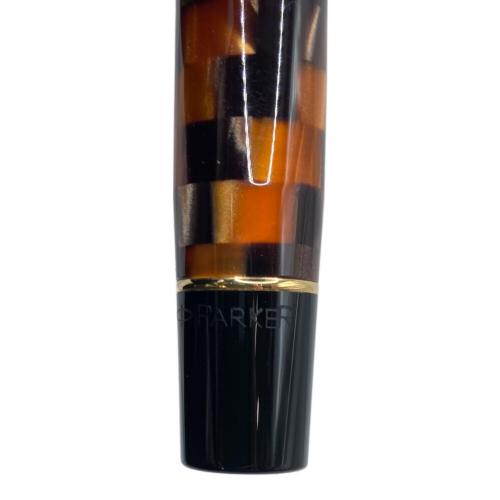 PARKER (パーカー) 万年筆 ペン先18K 750表記 インク無し  ブラウン デュオフォールドセンテニアルチェックアンバーGT