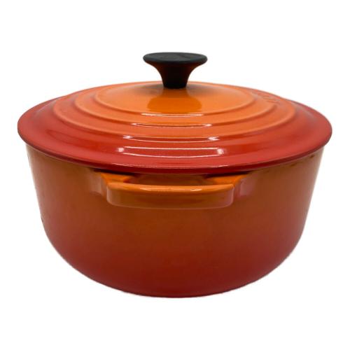 LE CREUSET (ルクルーゼ) 両手鍋 SIZE 20cm オレンジ ココット・ロンド