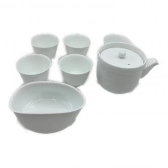 茶器 白磁彫文 井上萬二