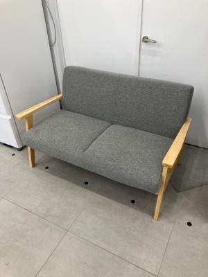 2人掛けソファー グレー×ナチュラル