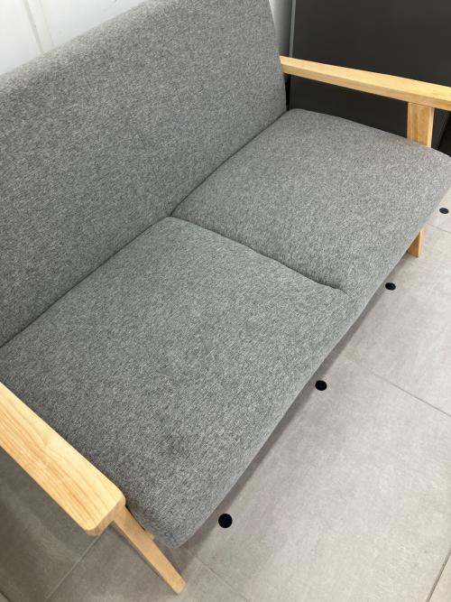 2人掛けソファー グレー×ナチュラル