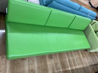 ベンチソファー 黄緑 228 3人掛け 合皮