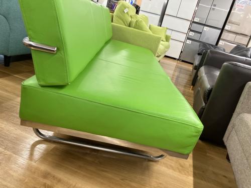 ベンチソファー 黄緑 228 3人掛け 合皮