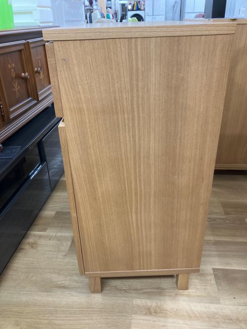 無印良品 (ムジルシリョウヒン) キャビネット ナチュラル 15 2枚扉 引出付き タモ材