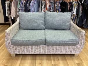 kayu style 2人掛けソファー 2人掛け ファブリック×ラタン Newポイントサーファソファ ホワイトウォッシュ 2シーターソファ