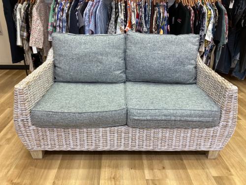 kayu style 2人掛けソファー 2人掛け ファブリック×ラタン Newポイントサーファソファ ホワイトウォッシュ 2シーターソファ