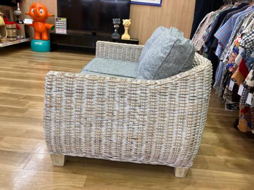 kayu style 2人掛けソファー 2人掛け ファブリック×ラタン Newポイントサーファソファ ホワイトウォッシュ 2シーターソファ