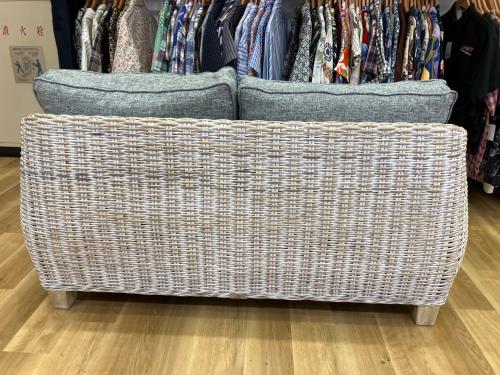 kayu style 2人掛けソファー 2人掛け ファブリック×ラタン Newポイントサーファソファ ホワイトウォッシュ 2シーターソファ