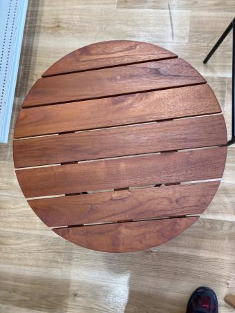 KAYU STYLE ラウンドガーデンテーブル ブラウン 1点セット 木製