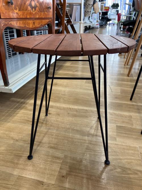 KAYU STYLE ラウンドガーデンテーブル ブラウン 1点セット 木製