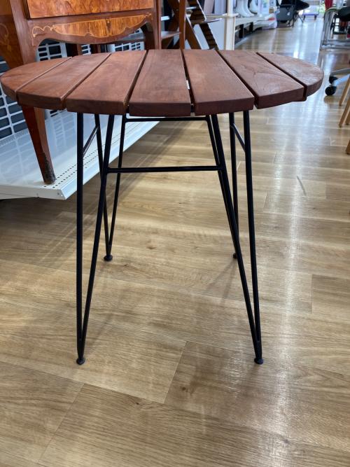 KAYU STYLE ラウンドガーデンテーブル ブラウン 1点セット 木製