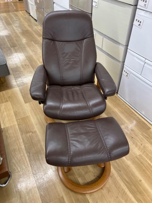Ekornes (エコーネス) ストレスレスチェア ブラウン ノルウェー製 1人掛け オットマン付 レザー