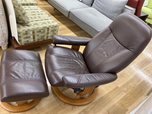 Ekornes (エコーネス) ストレスレスチェア ブラウン ノルウェー製 1人掛け オットマン付 レザー