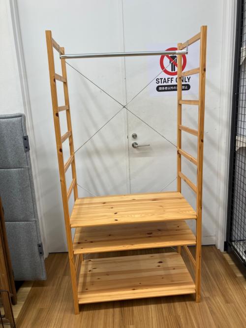無印良品 (ムジルシリョウヒン) ユニットシェルフ ナチュラル ハンガーラック 302 シングル 棚3段
