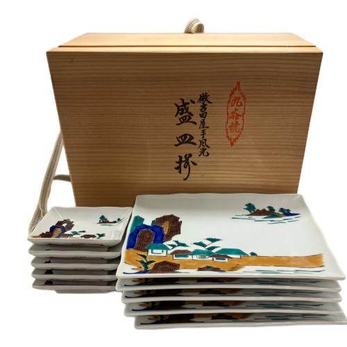 九谷焼 (クタニヤキ) 盛皿揃え 做𠮷田屋手 風光