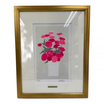 絵画 CATHELIN 『ピンクと赤の百日草』