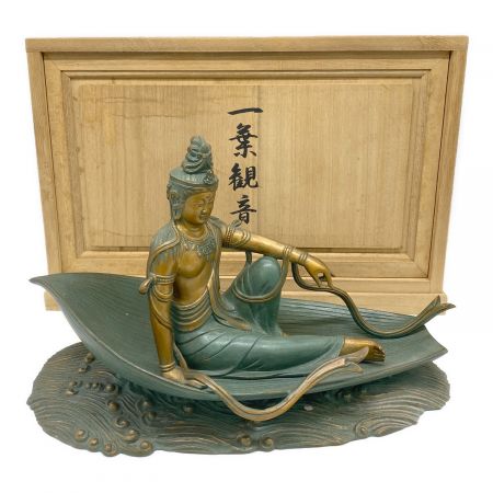大仏師 長田晴山 作 一葉観音ブロンズ像 銅製 仏像 共箱 オブジェ置物金属工芸 一葉観音 大仏師 長田晴山 /共箱付｜トレファクONLINE
