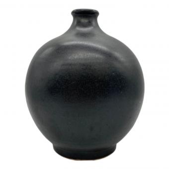 黒釉扁壷 共箱付 ★